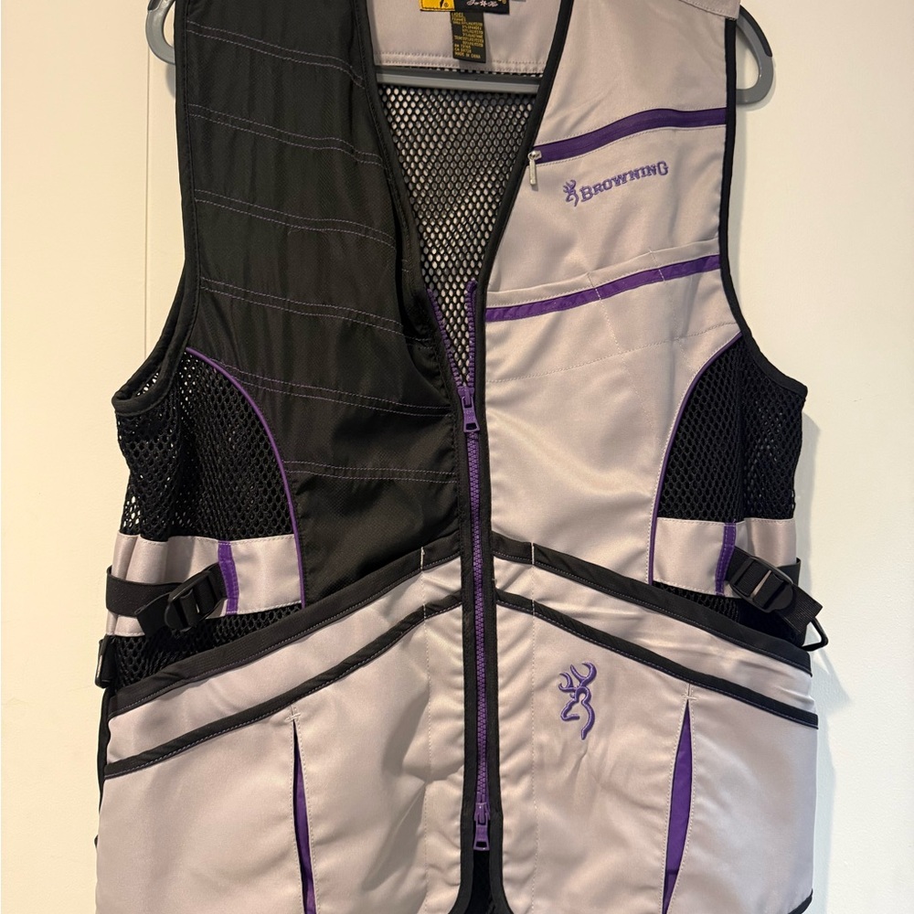 Browning Black and Gray Shooting Vest with Purple Highlights large skeet vest